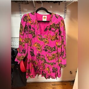 FARM Rio Pink and Yellow Patterned Dress